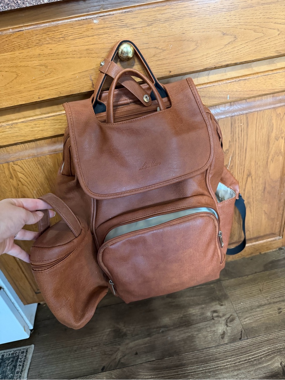 Leather diaper Backpack - Tan